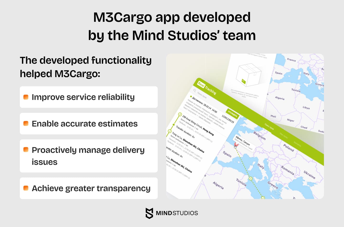 M3Cargo app developed by the Mind Studios’ team