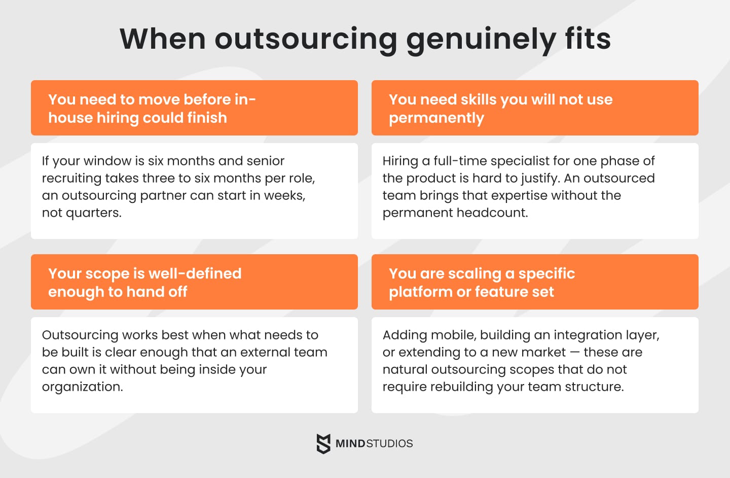 When outsourcing genuinely fits